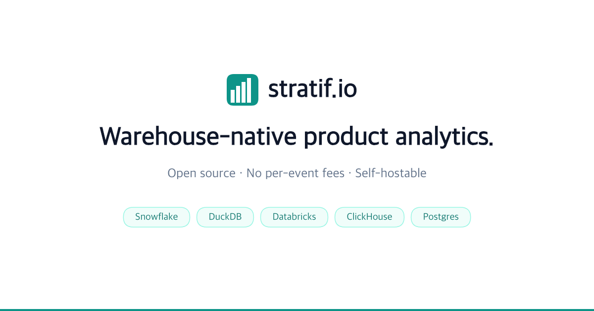 Open-source product analytics on your warehouse | stratif.io